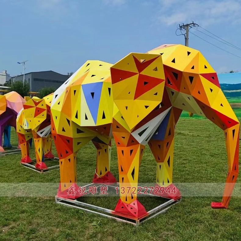 廠家不銹鋼幾何彩色大象雕塑 廠家不銹鋼幾何彩色大象雕塑