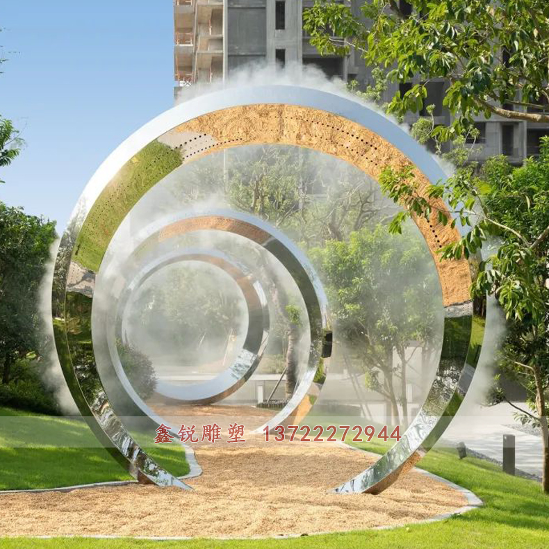 不銹鋼噴霧圓環雕塑廠家