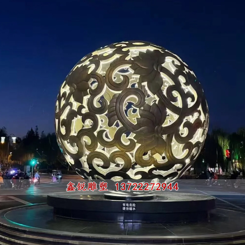 廠家不銹鋼發光鏤空球雕塑